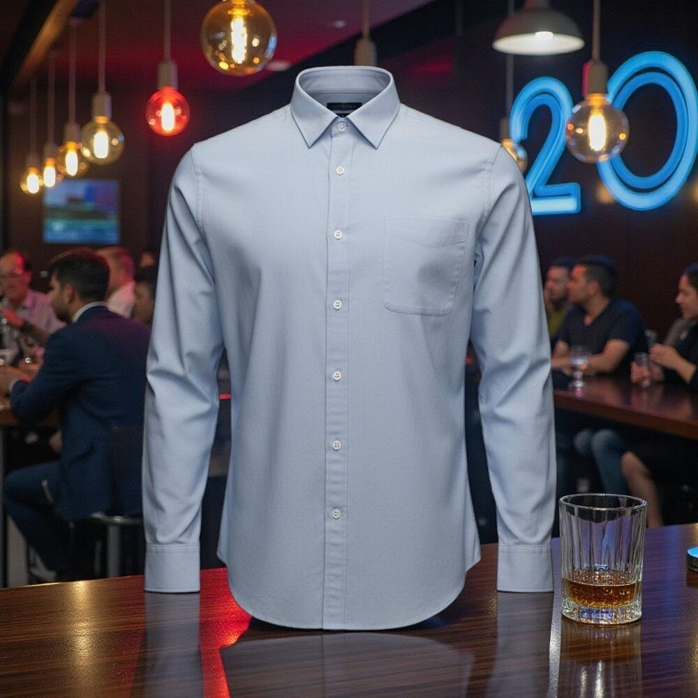 Tommy Hilfiger Men’s Light Blue Button-Up Shirt XL Regular Fit Long Sleeve